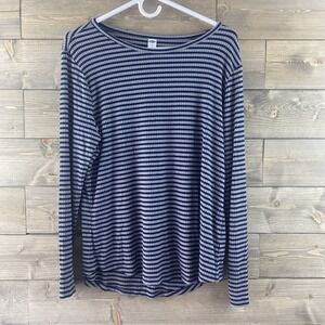 Old Navy Womens Shirt Luxe Long Sleeve Round Neck Striped Metallic Size Large
